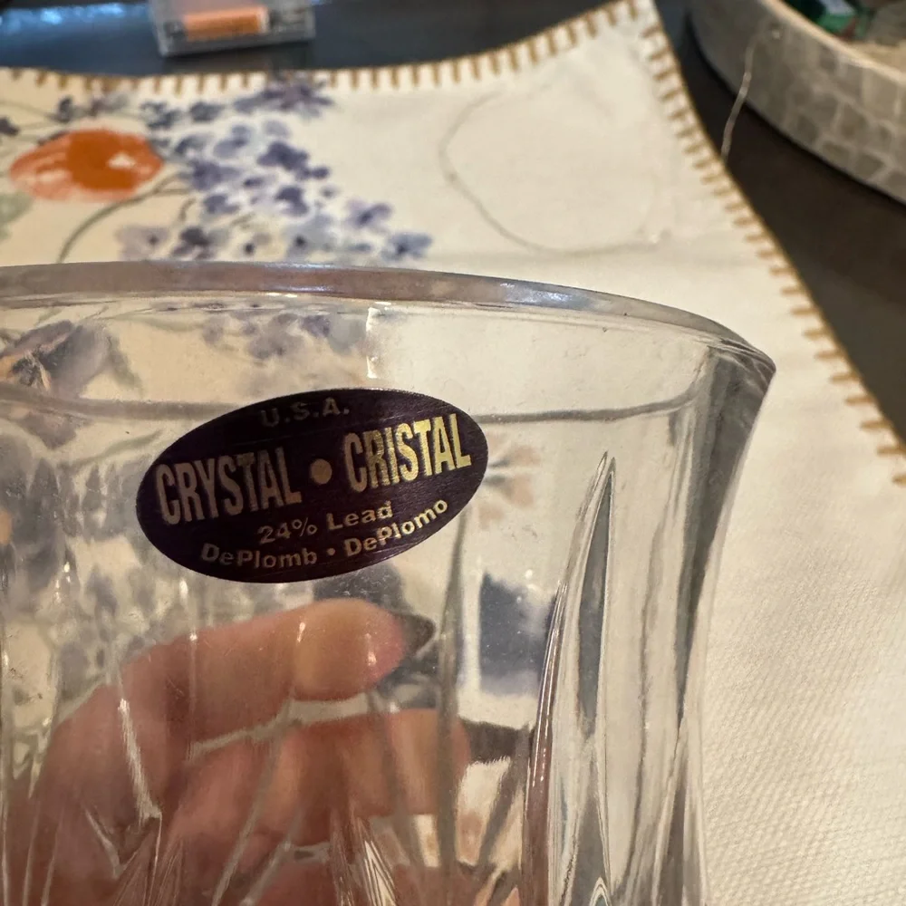 Vintage 24% Lead Crystal Hurricane Candle Shade Cut Glass Lamp Cover